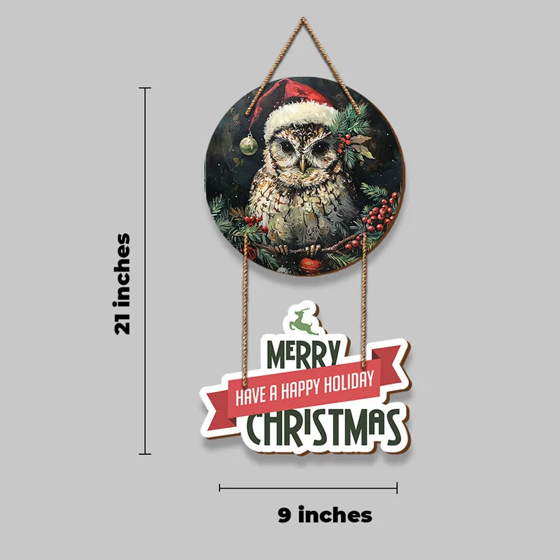 Merry Hoot & Holly Christmas Wood MDF Wall Hanging media 5