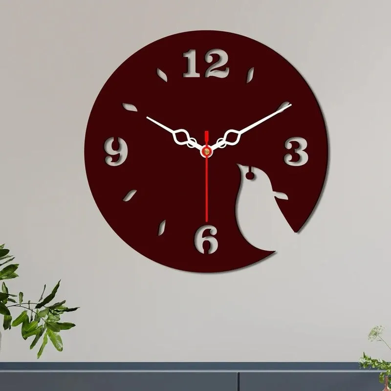Feather Wing Bird Wooden Wall Clock media 3
