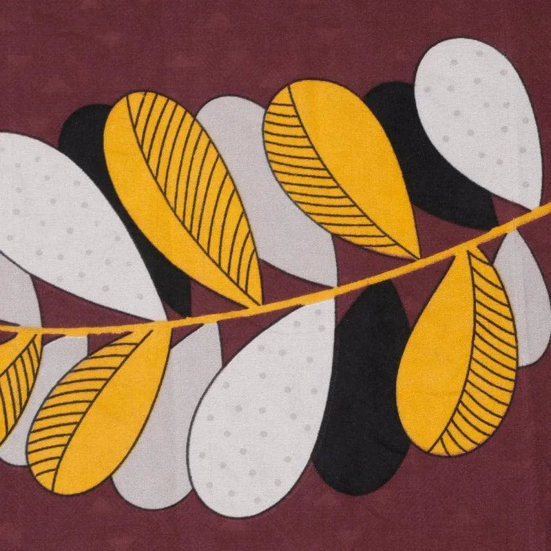 Leaf Zina Printed Bedsheet (Maroon) - 150 GSM media 4