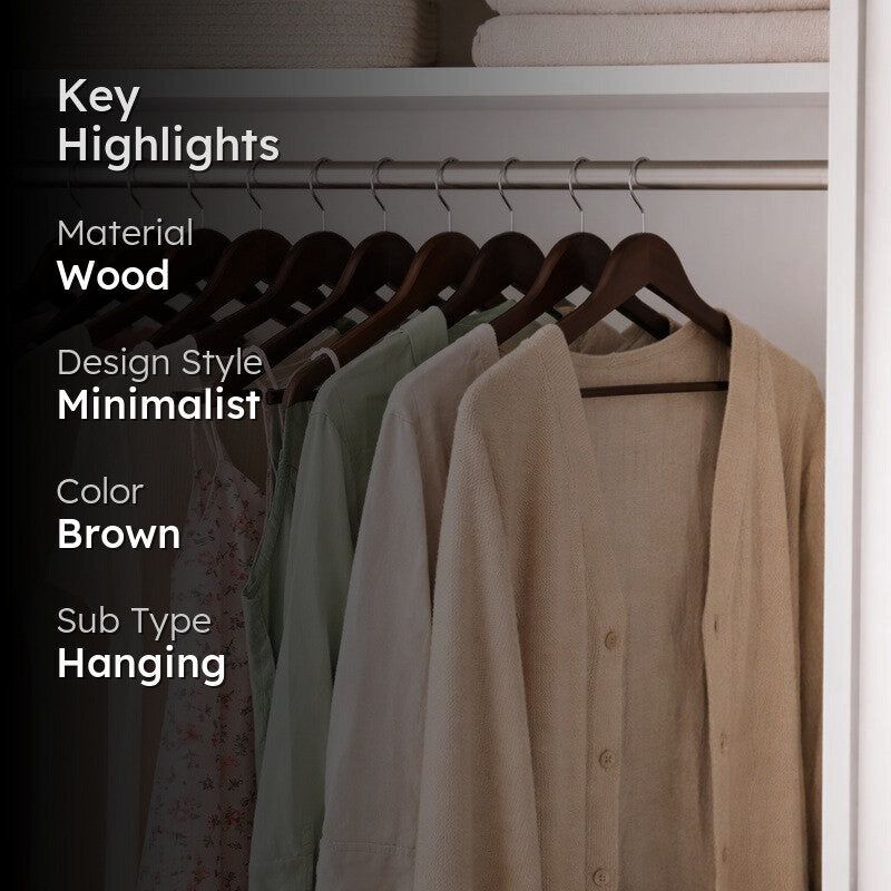 GarmentEase Wood Cloth Hanger - Set Of Ten media 2