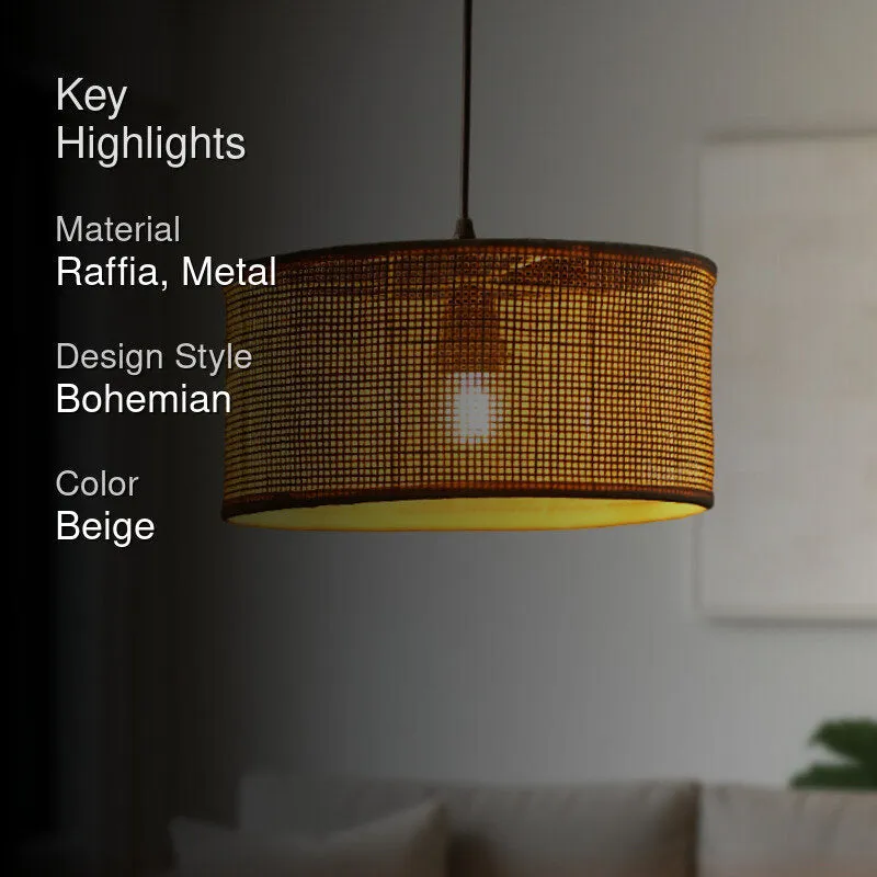 Lume Ray Rattan & Metal Ceiling Lamp media 2