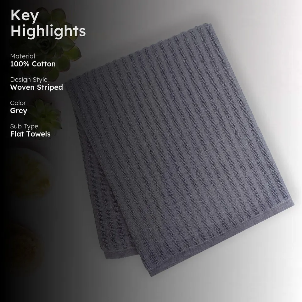 Micro Cotton LuxeDry Striped Bath Towel - Grey media 2