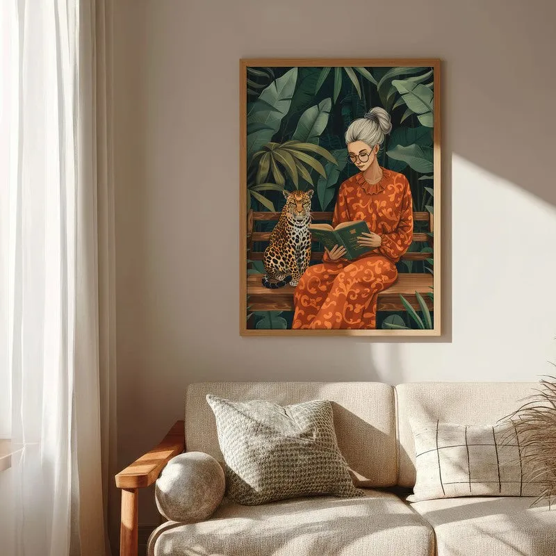 Story In Savanna Canvas Wall Painting - Brown Frame media 6