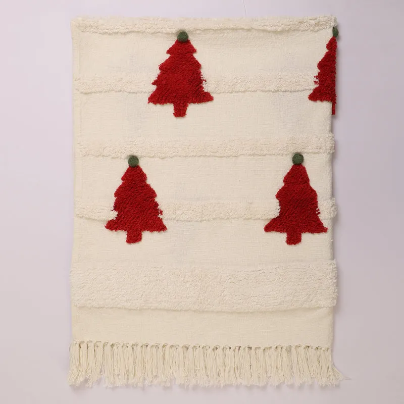 Pine & Plush Tufted Cotton Throw - White & Red media 3