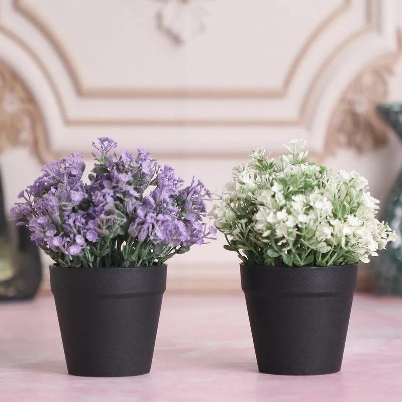Artificial Flowers With Black Plastic Pot - Set Of Two media 1