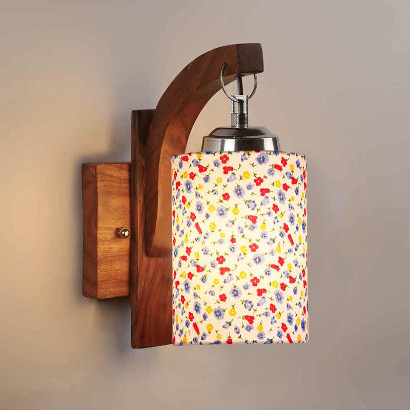 Forma Color Splash Cylindrical Fabric & Wooden Wall Lamp