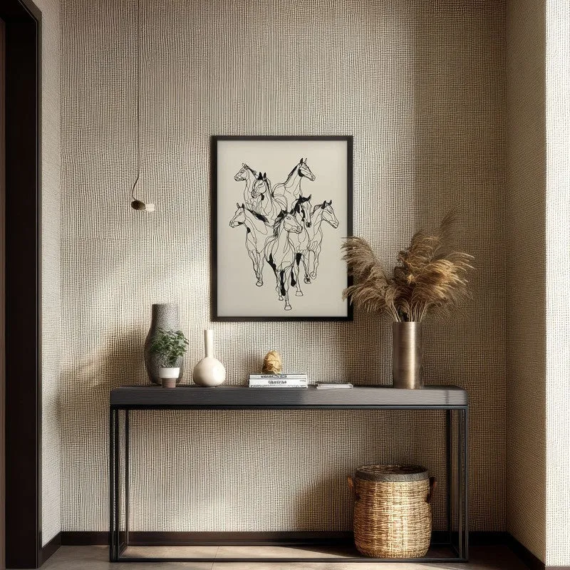 Horse Rhythm Wall Painting With Black Frame media 7
