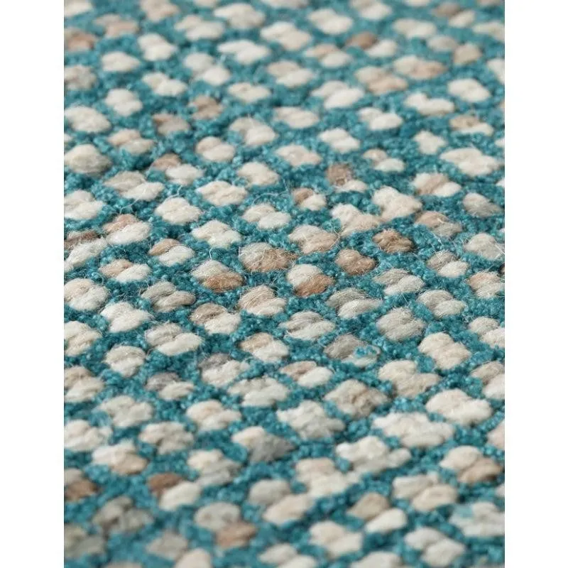 Thread Tale Hand Woven Wool Rug - Blue & Brown media 6
