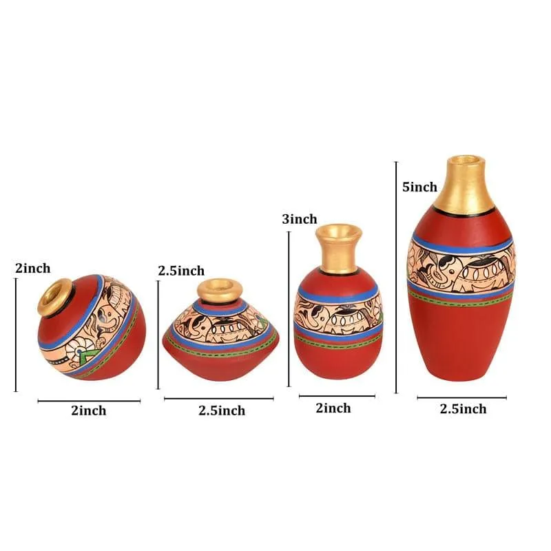 Rasham Tribal Terracotta Vase - Set Of Three media 5