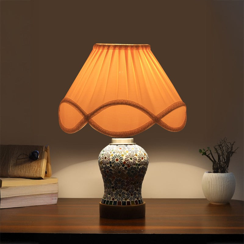 Santora Arc Pleated Wooden Table Lamp