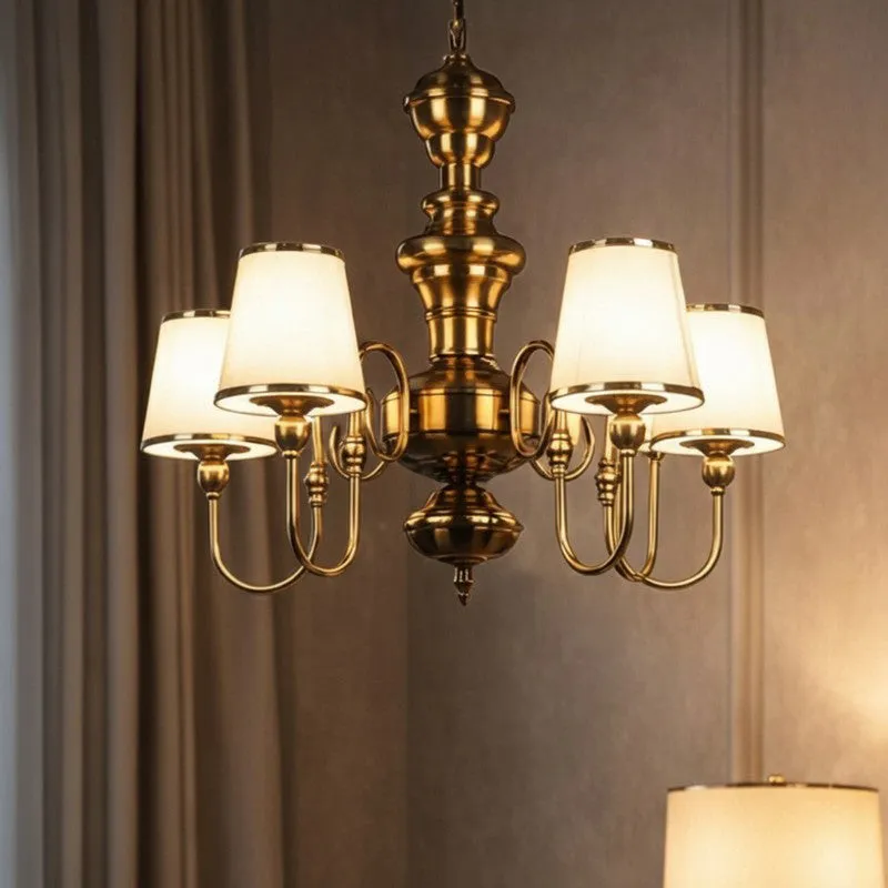 Cialette  Iron Chandelier - Gold & White media 1