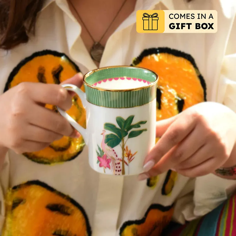 Gilded Mayura Classic 24k Gold Brushed Porcelain Coffee Mug (300 mL Each) - Set Of Four media 1