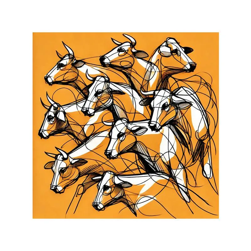 Prancing Bulls Wall Painting media 4