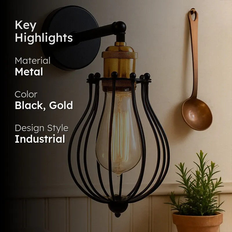 Poshell Metal Wall Lamp - Black, Gold media 2