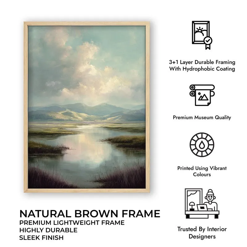 Meadow of Tranquility Archival Paper Wall Painting With Brown Frame media 7