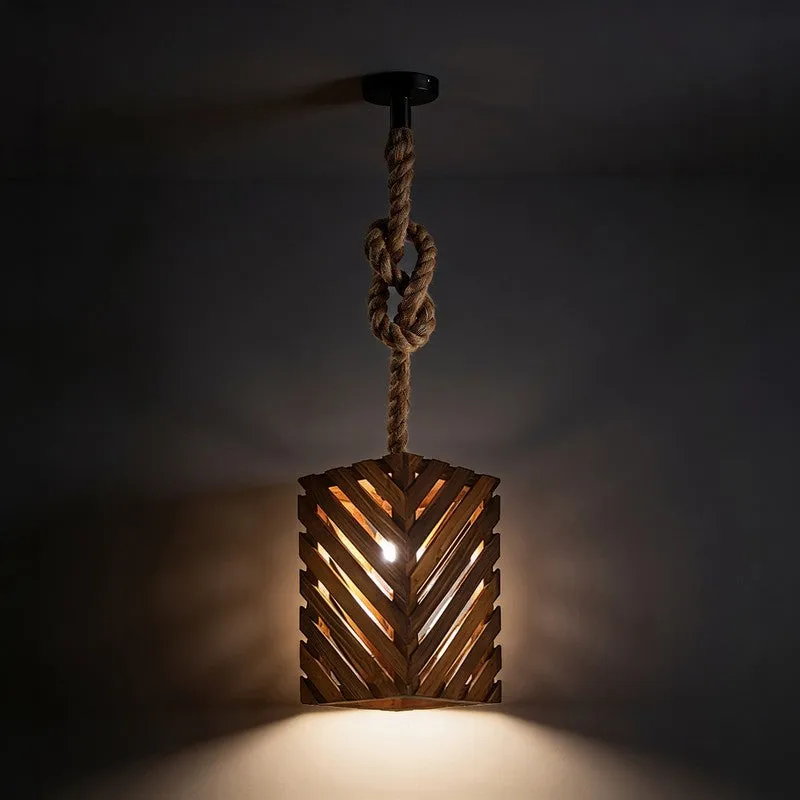 HexaCage Wooden Ceiling Lamp - Brown media 5