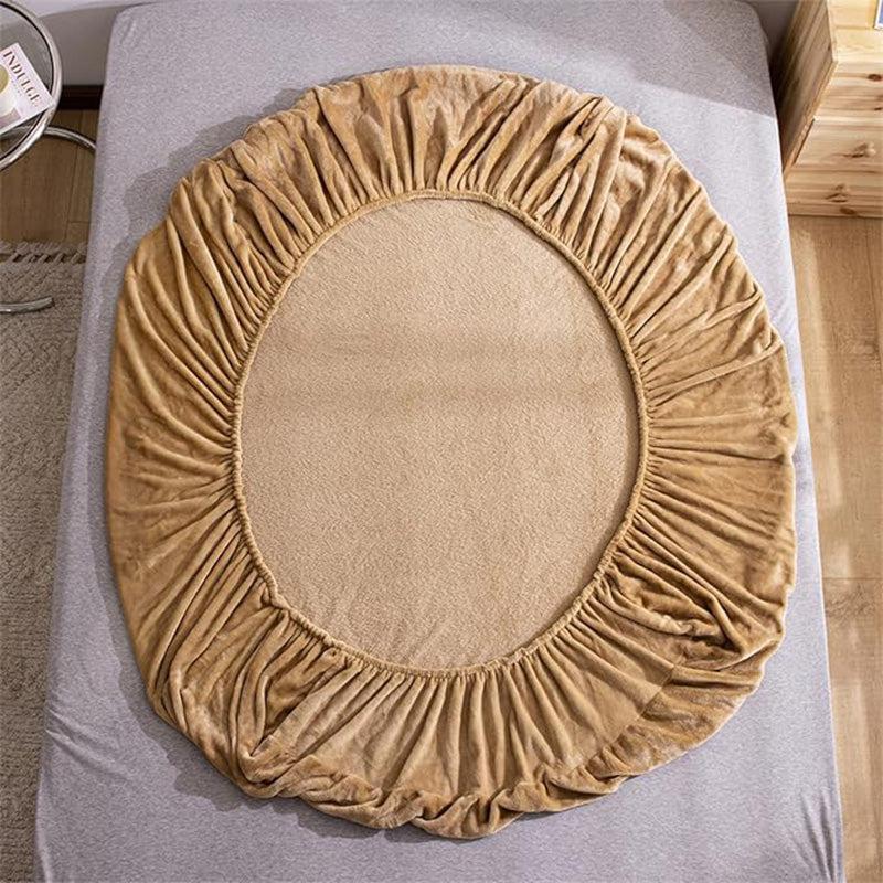 Camella Solid Cotton Flannel Bedsheet (Beige) - 190 GSM media 5