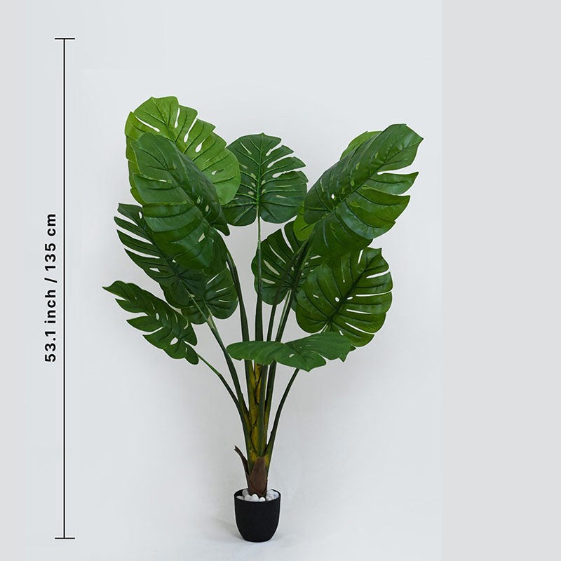 Faux Everlasting Monstera Plant With Black Plastic Pot - 4.5 Feet media 4