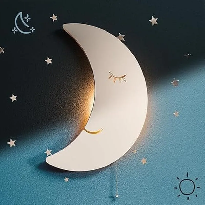 Sleepy Moon Battery Operated MDF Wall Lamp media 3