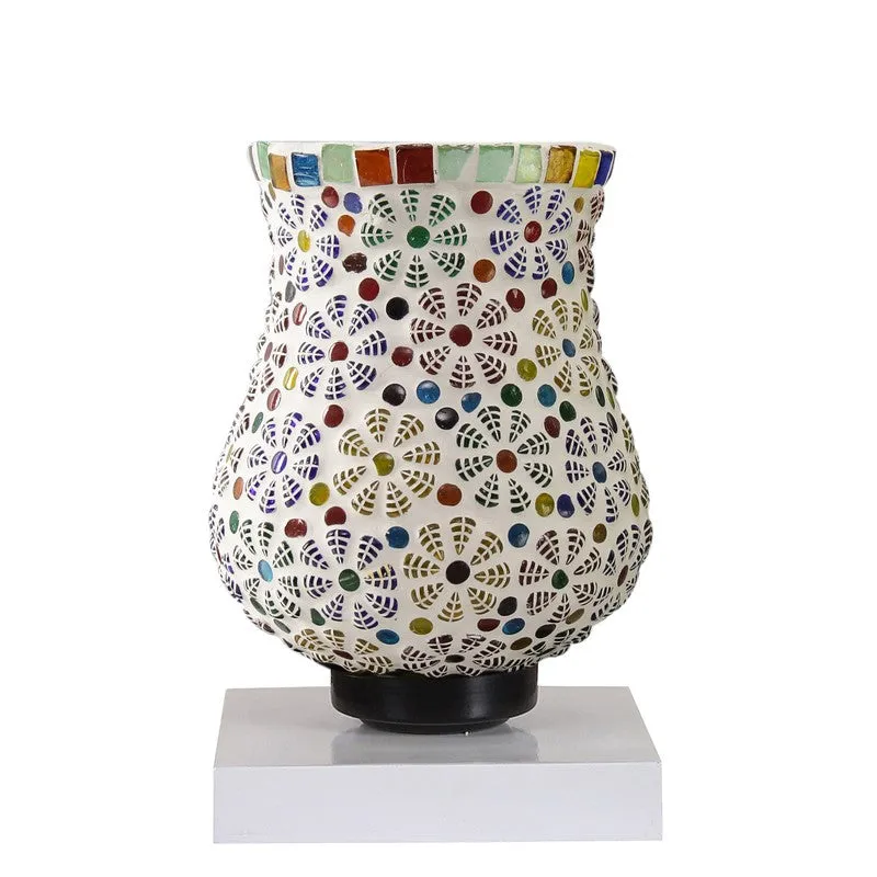 Flavia Mosaic Glass Table Lamp With Wooden Base - Multicolor media 5
