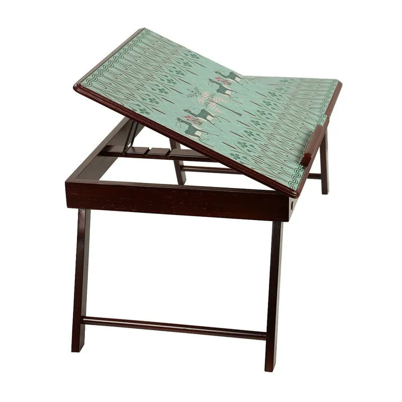 Side view showing the angled foldable legs of the laptop stand