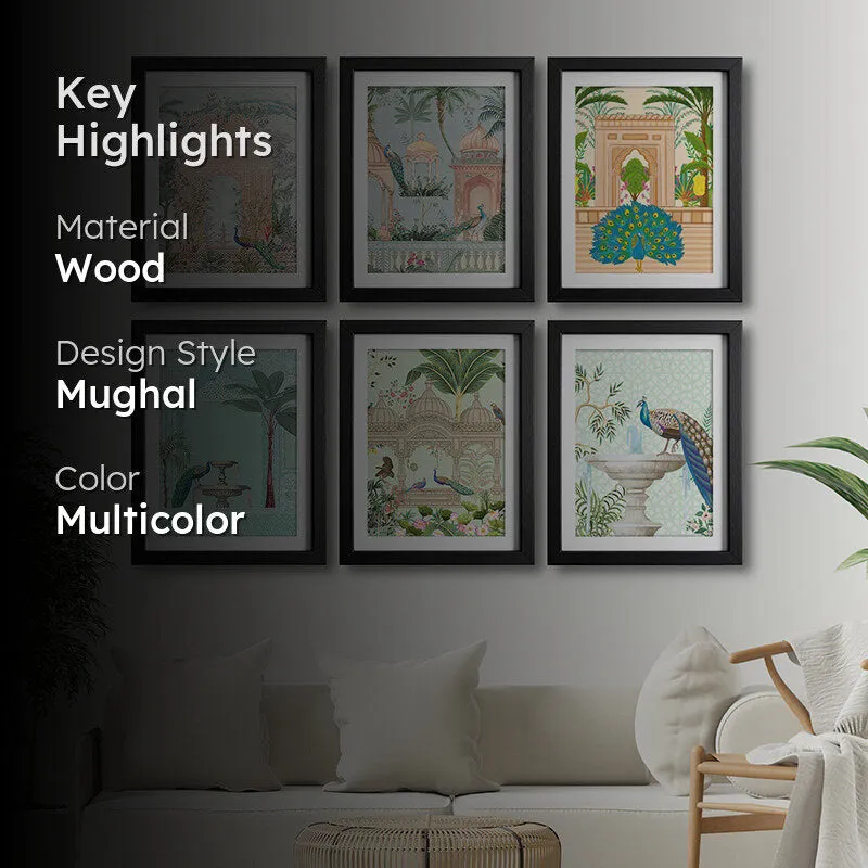 Mughal Snapshots Wall Art With Frame - Set Of Six media 2
