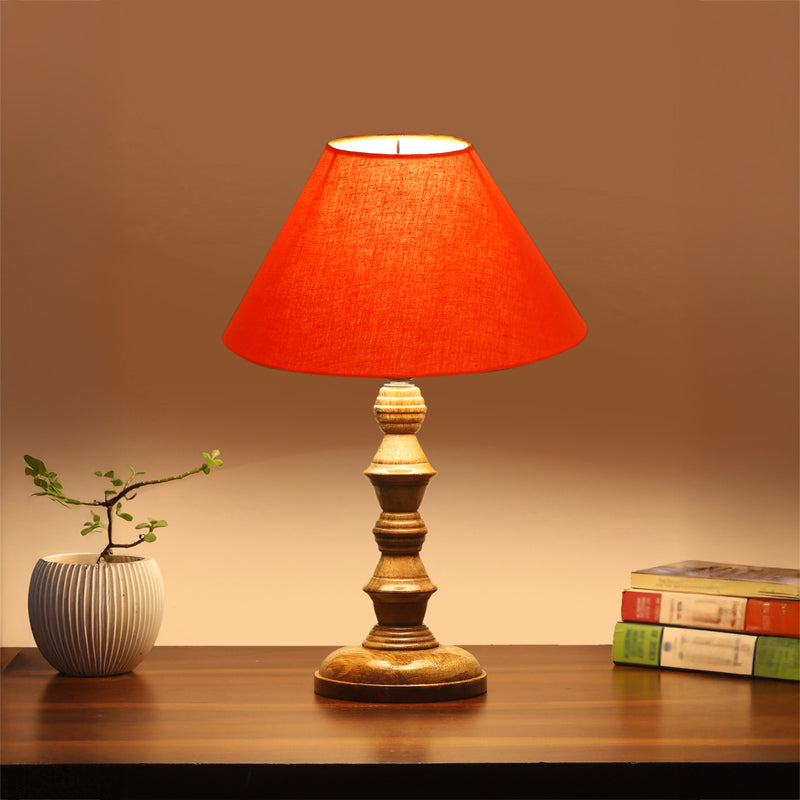Cotin II Timber Wooden Table Lamp - Orange,Brown