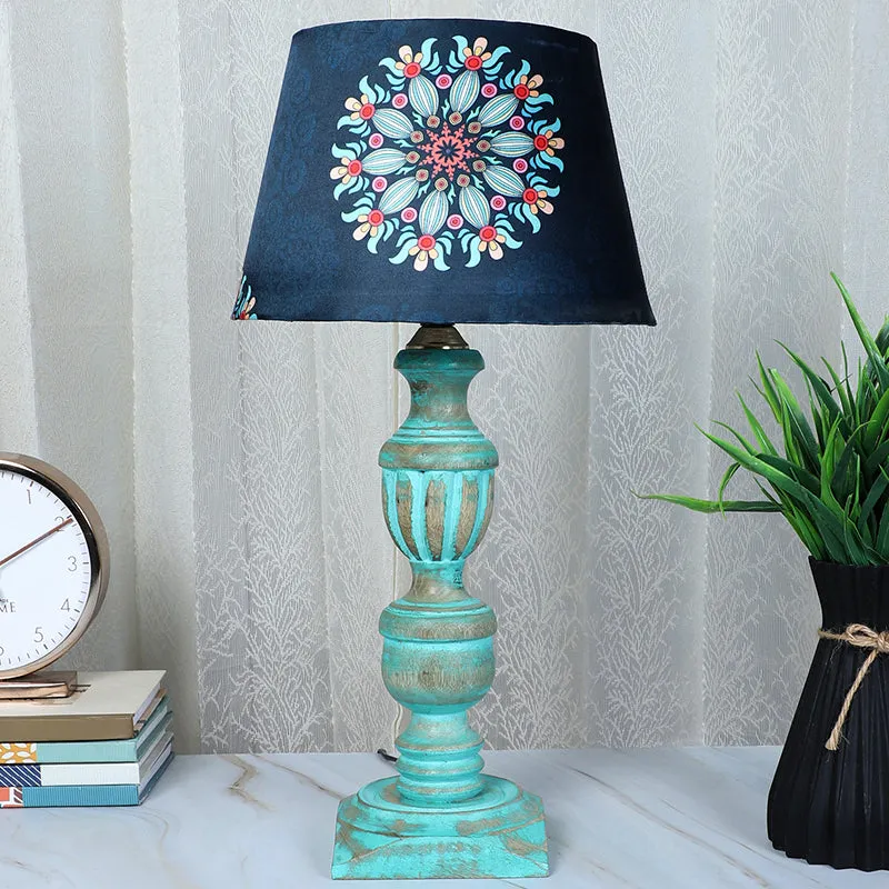 Toile Totem Printed Mango Wood Table Lamp - Multicolor media 2