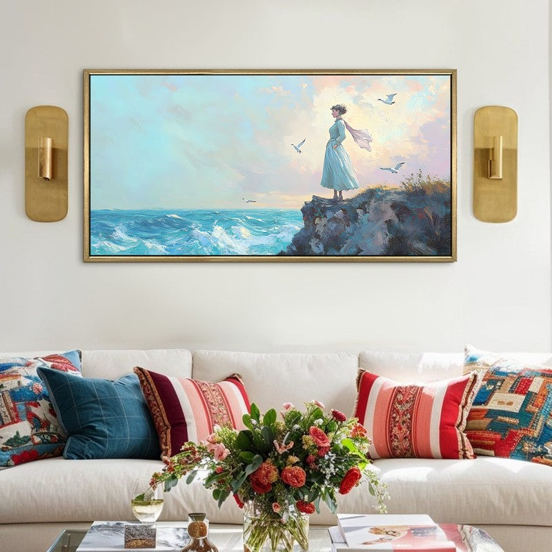 Cliffside Reverie Canvas Wall Painting With Frame