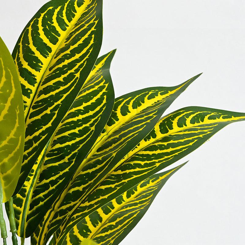 Faux Everlasting Yellow Iceton Croton Plant With Black Plastic Pot - 71 cm (2.3 ft) media 4