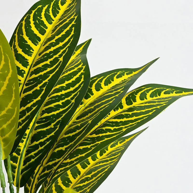 Faux Everlasting Yellow Iceton Croton Plant With Black Plastic Pot - 71 cm (2.3 ft) media 4