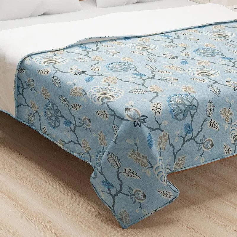Swayam Hilda Floral Cotton Dohar (Blue) - 110 GSM media 4