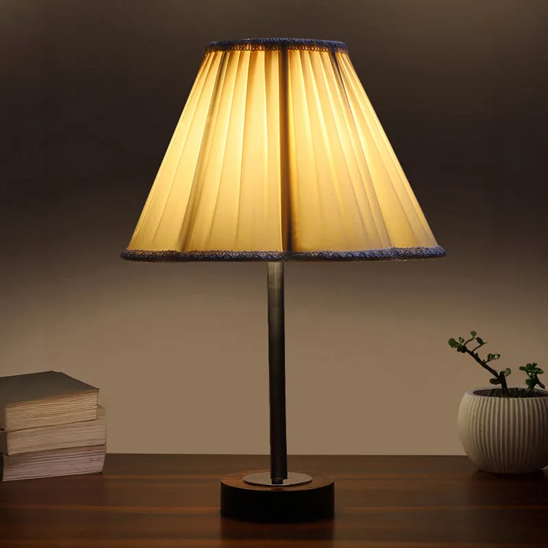 Pleatra Rodin Wooden Table Lamp - White,Silver,Brown media 1