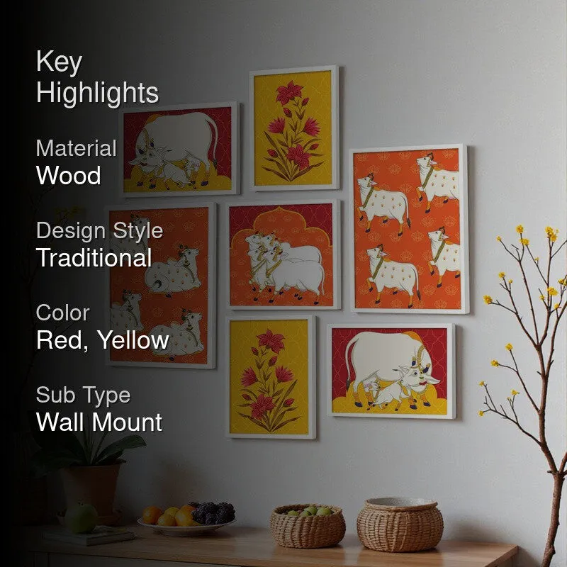Pichwai Delight Wall Art - Set Of Seven media 2