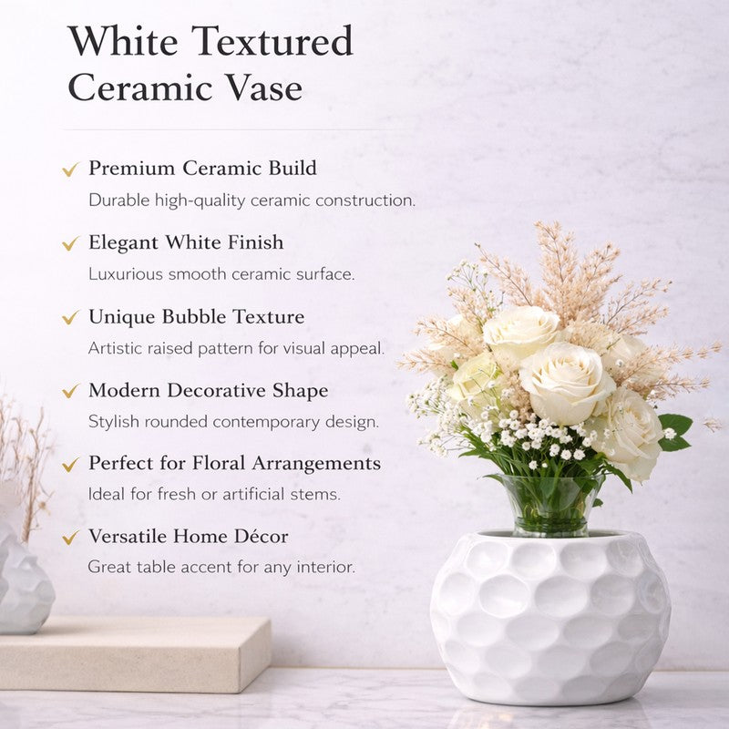 Pureva Ceramic Vase - White media 6