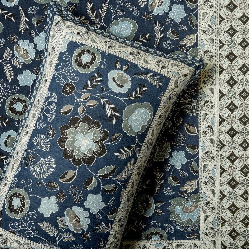 Paloma Printed Cotton Bedsheet (Blue) - 240 TC media 3