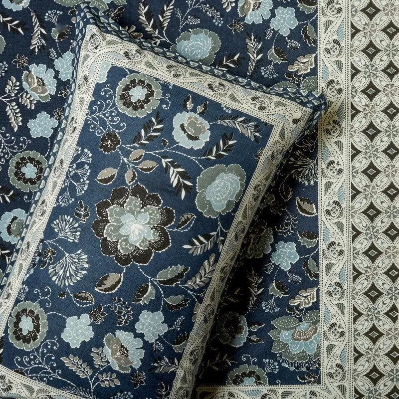 Paloma Printed Cotton Bedsheet (Blue) - 240 TC media 3