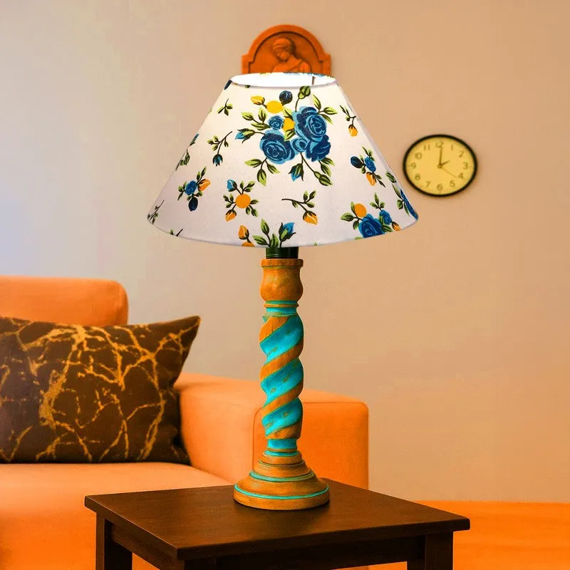 Elara Solin Floral Wooden Table Lamp - Multicolor media 3