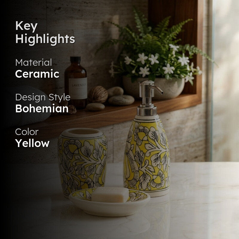 Bloom Bath Ceramic Bathroom Set - Three Piece Set media 2