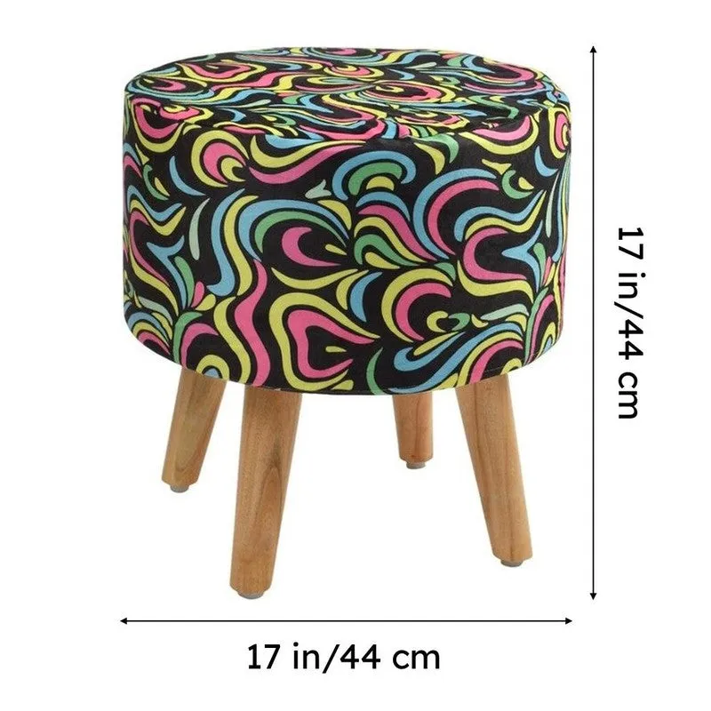 Avira Neonswirl Multicolor Engineered Wood Ottoman media 7