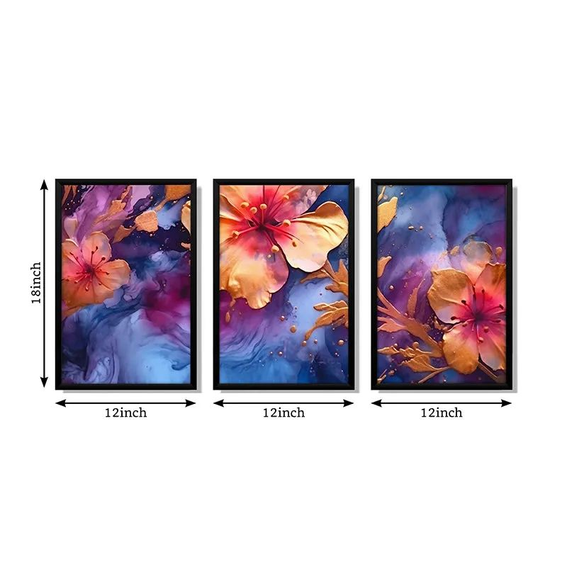 Floral Galaxy Wall Art With Frame - Set Of Three media 7