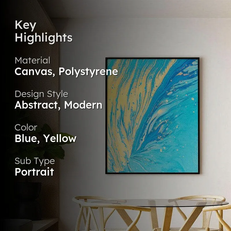 Beachy Abstract Canvas Wall Painting - Black Frame media 2