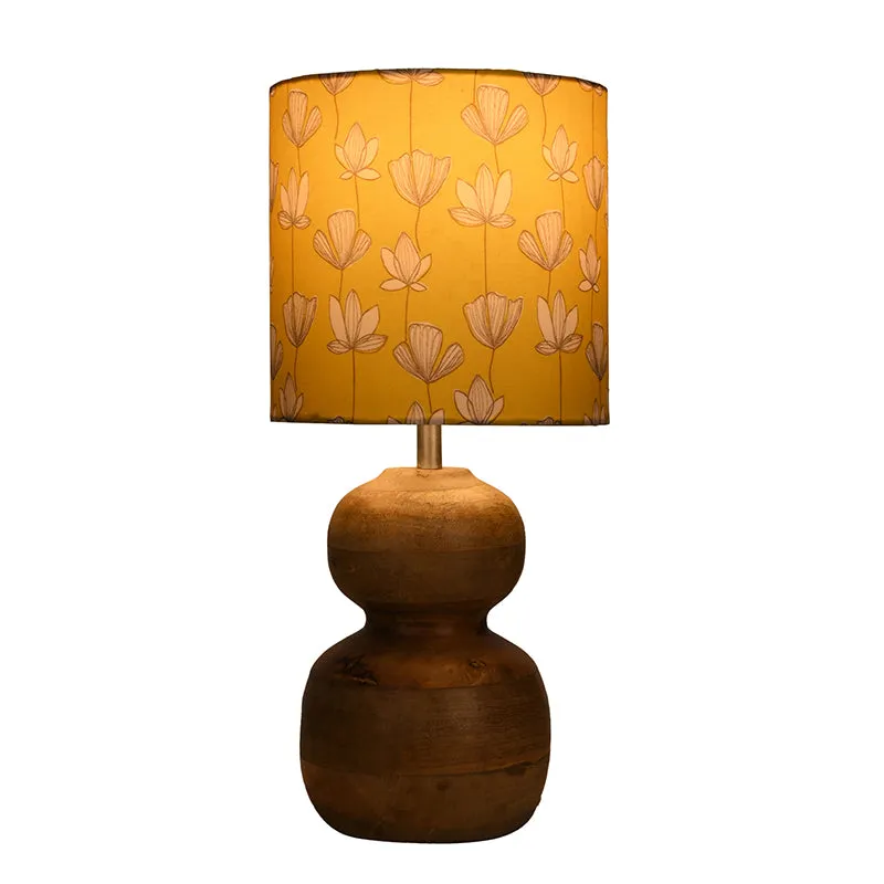 Simona Flora Fabric Table Lamp with Wooden Base - Yellow media 3