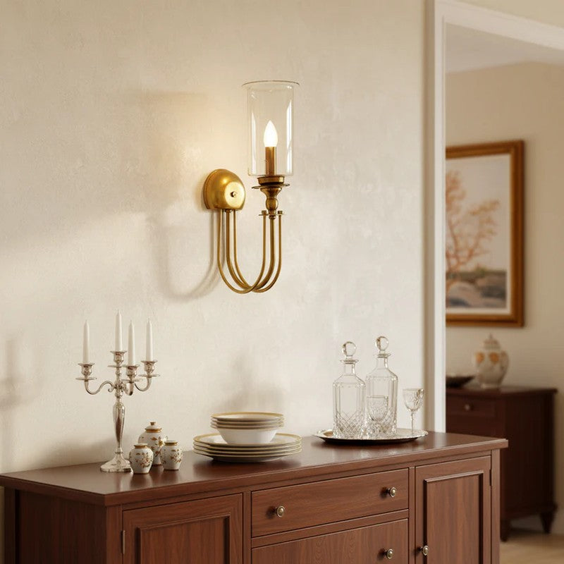 Amber Spire Glass Wall Lamp With Metal Base