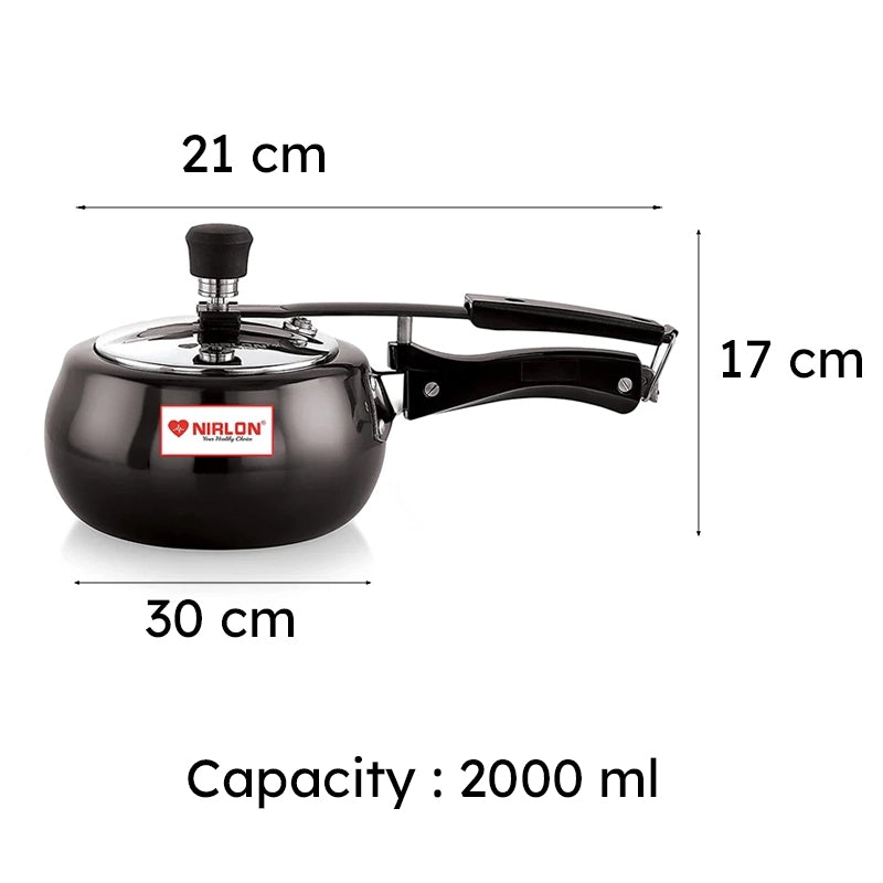 Nirlon Hard Anodized Aluminum Pressure Cooker - 2000 mL/ 8 Inches media 11