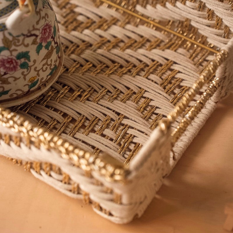Artisan Woven (Cotton,Metal,Zari) Storage Basket media 5