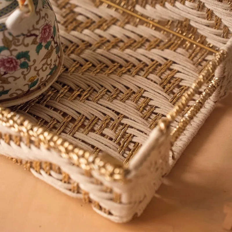 Artisan Woven (Cotton,Metal,Zari) Storage Basket media 5