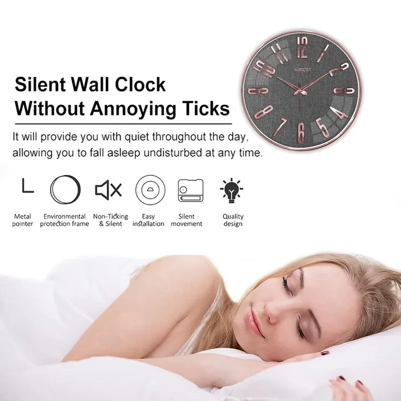 Elite Numeric Plastic Wall Clock - Rose Gold & Grey media 6