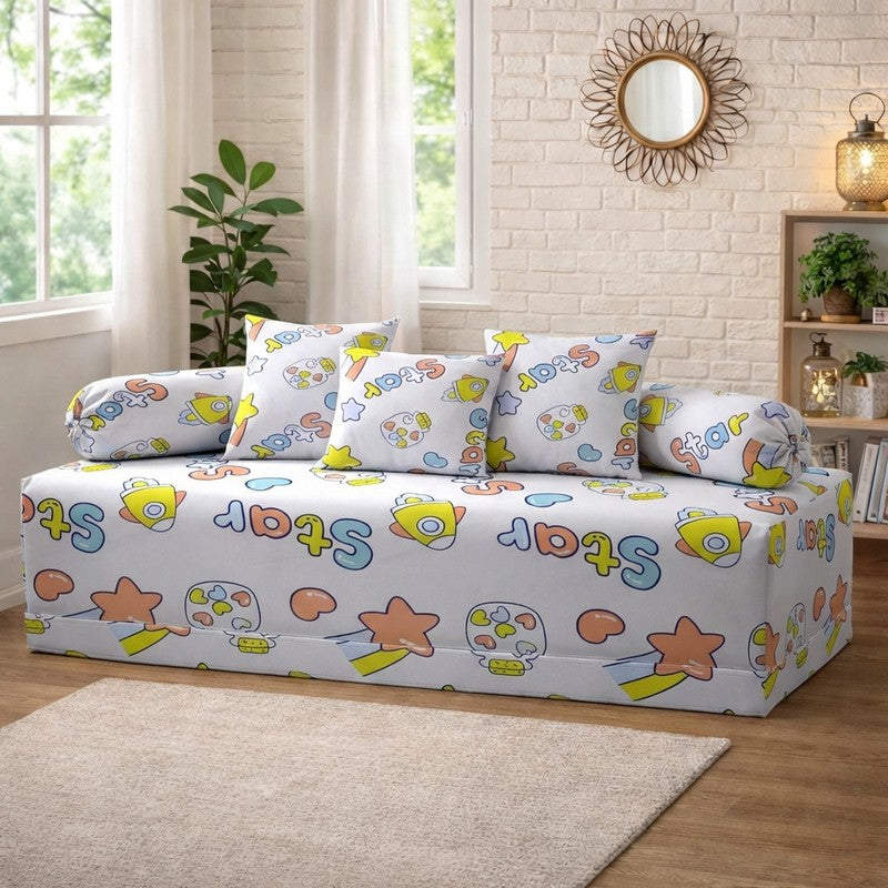 Toonyra Stars Printed Diwan Set - Six Piece Set