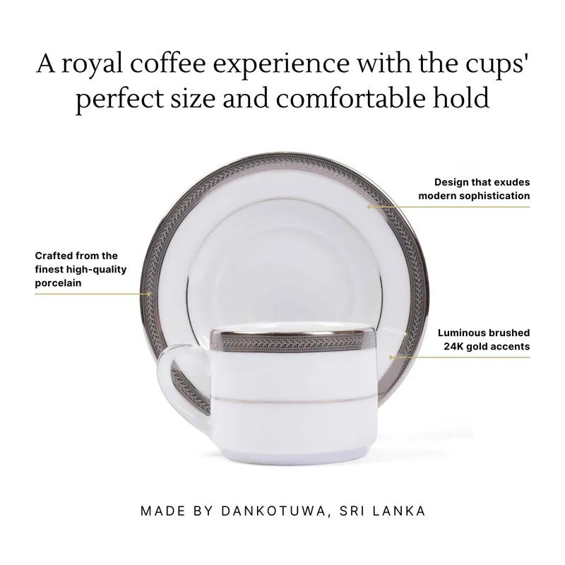 Vienna 24k Gold Brushed Porcelain Tea Cup & Saucer (Platinum/280 mL) - Set of Six media 6